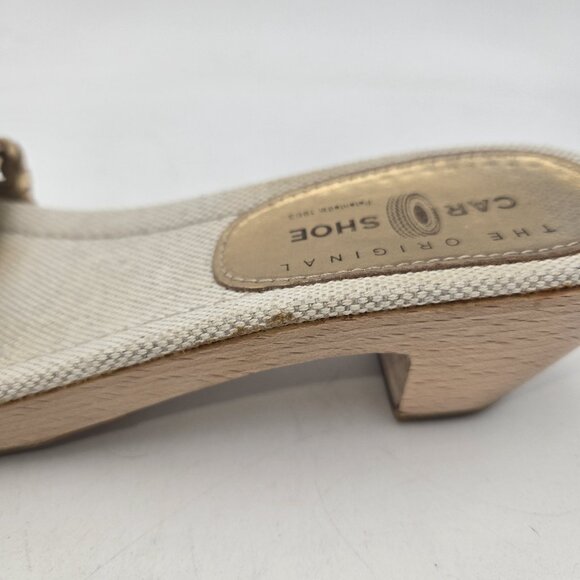 THE ORIGINAL CAR SHOE Gold Tassel Wooden Slip On Italy Womens 35 4.5 Leather - Picture 8 of 11